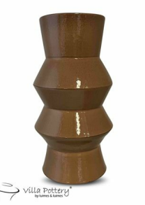 Bruin rond aardewerk, Luimes & Luimes, geglazuurd hoge plant pot bloem vaas SWEDEN 2_3 MOKA HIGH FIRED 18 breed, 45 CM hoog (op voorraad) V2