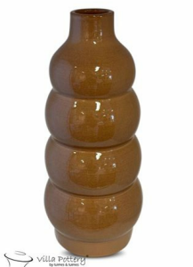 Bruin rond aardewerk, Luimes & Luimes, geglazuurd hoge plant pot bloem vaas SWEDEN 3_3 MOKA HIGH FIRED 20 breed, 45 CM hoog (op voorraad) V2