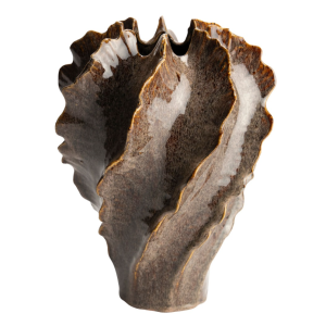 Bruin, aardewerk geglazuurde ronde plant pot / bloem vaas Canelli van Isaa, handwerk, Afmetingen (BxDxH): 24,5x24,5x33 cm,  (op voorraad) v2