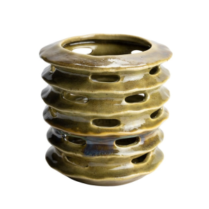 Groen, donkergroen van Isaa, genaamd Platax , klein, van steengoed bloem vaas plant pot windlicht (BxDxH): 13,5x13,5x14 cm (op voorraad) V6